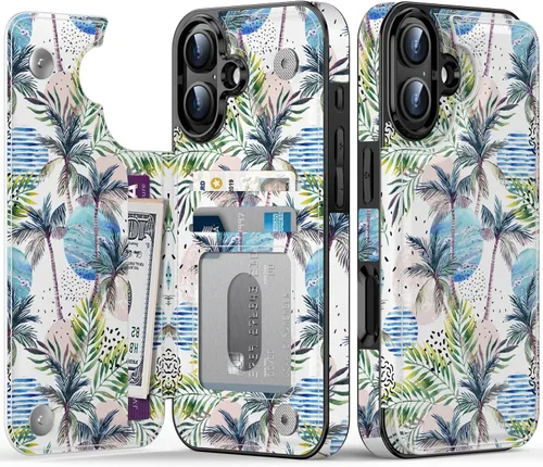 Vista 123 de LETO para iPhone 15 Pro Funda tipo cartera - Tapa tipo folio con patada - Diseños de moda - Tarjetero - Funda protectora para mujeres y niñas - 6.1