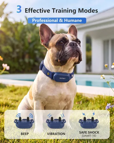 Vista 2 de PATPET Collar de choque para perros – Collar de entrenamiento de perros de 4000 pies con control remoto, IPX7 impermeable 4 modos