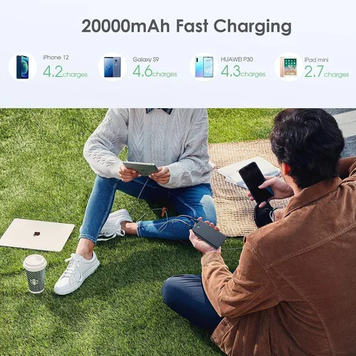 Vista 2 de [Paquete de 2] Cargador portátil de 20000 mAh, batería de carga rápida ultradelgada con salidas USB duales, cargador de teléfono portátil esencial