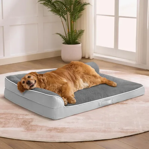 Vista 15 de Cama para perros de tamaño grande, cama ortopédica para perros grandes, cama impermeable para mascotas con funda extraíble lavable, sofá