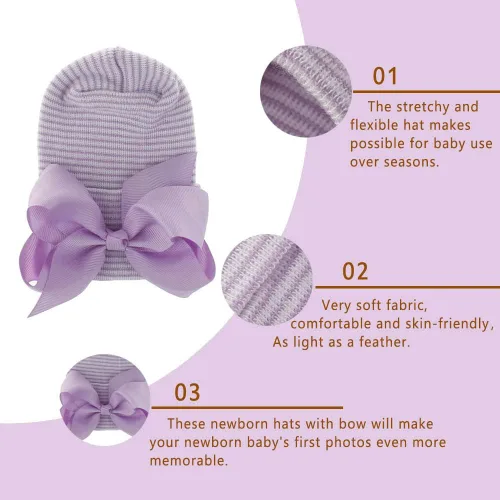 Vista 6 de upeilxd Gorro de bebé recién nacido, gorro de punto de doble capa para bebés y niños pequeños, para bebés de 0 a 3 meses, (multiple Colour)