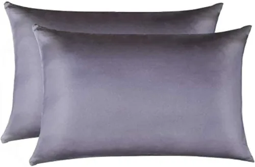 Vista 7 de Jocoku Juego de 2 fundas de almohada 100% seda de morera para cabello y piel, súper suaves y transpirables, tamaño estándar de seda natural Gris