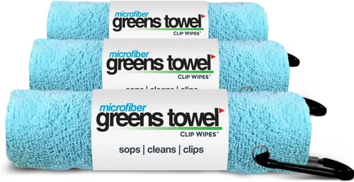 Vista 10 de Toalla de microfibra Greens Towel, 16 x 16 pulgadas, con mosquetón, ideal para golf (3 unidades)