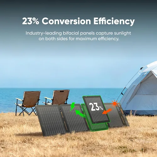 Vista 9 de Jackery SolarSaga 40W Air - Panel solar, 23% de eficiencia de conversión, paneles bifaciales PERC de tamaño libro, impermeable IP65, cargador solar