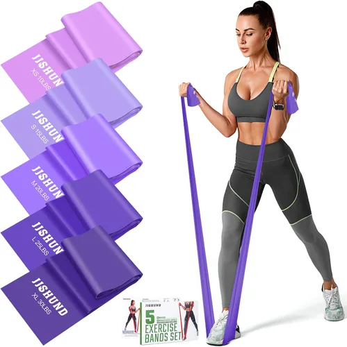 Vista 12 de 5 bandas de resistencia, bandas elásticas profesionales de ejercicio para fitness, yoga, pilates, estiramiento, entrenamiento de fuerza, bandas