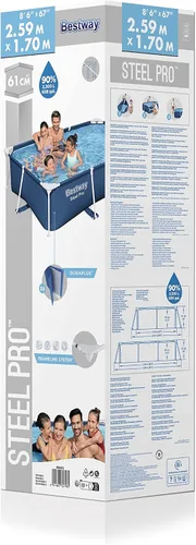 Vista 3 de Bestway Steel Pro - Piscina rectangular sobre el suelo (8.5 ft x 5.6 ft x 24.0 in)