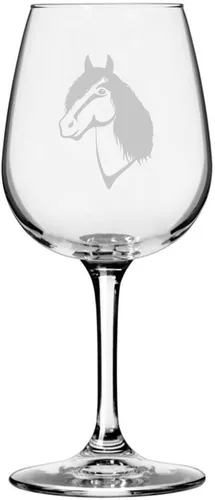 Vista 8 de Abaco Barb Body Horse - Copa de vino grabada multiusos (12.75 onzas) Unique Gifts for Horse Lovers, Personalized Wine Glasses, All-Purpose