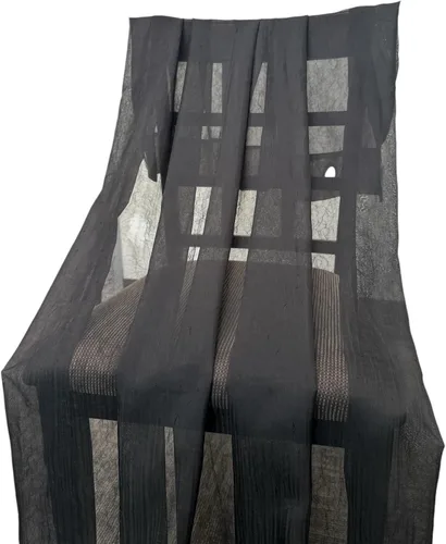 Vista 5 de sheetsnthings Solid Abri Panel de Cortina Transparente Arrugada con Bolsillo para Barra, 50 Pulgadas de Ancho x 63 Pulgadas de Largo, Negro