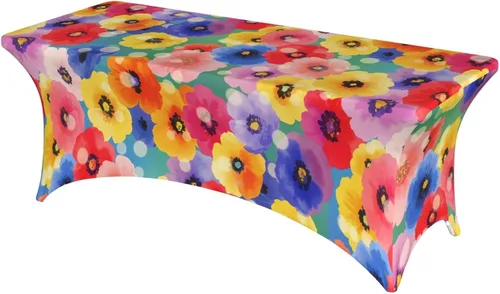 Vista 30 de Mantel rectangular ajustable de elastano elástico con estrellas patrióticas americanas de 4 pies, protector de mesa para fiestas, eventos
