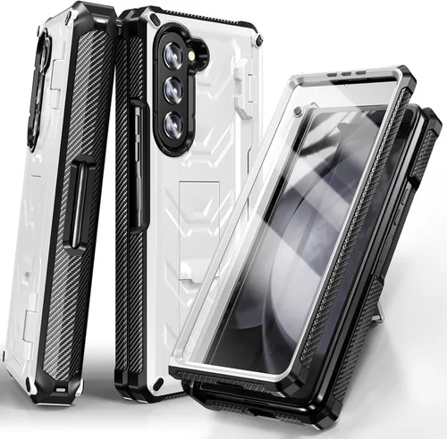 Vista 7 de Rugged Armor - Funda para Samsung Galaxy Z Fold 5, protección de bisagra, soporte para S Pen, función atril, protector de pantalla integrado, Negro