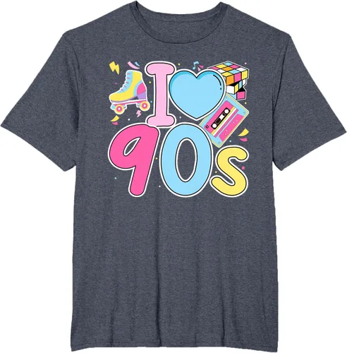 Vista 82 de I Love 90's Retro Style Nostalgia Vibe Funny 1990's Party T-Shirt Negro