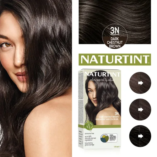 Vista 2 de Naturtint Tinte permanente para el cabello castaño oscuro 3N, 5.75 onzas, paquete de 3