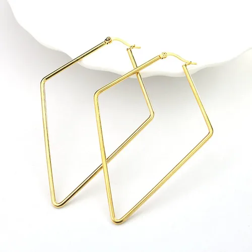 Vista 3 de 4 pares de pendientes de aro de acero inoxidable geométricos, redondos, cuadrados, delgados, para mujer