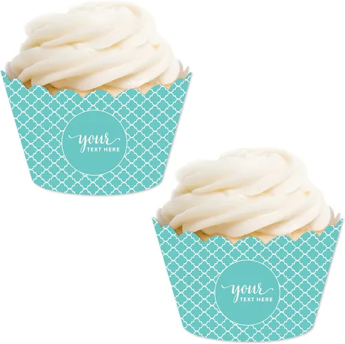 Vista 2 de Andaz Press Colección totalmente personalizada, envoltura de cupcakes, paquete de 20, texto o logotipo personalizado