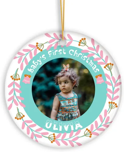 Vista 15 de Adornos de Navidad personalizados con foto, adorno de recuerdo personalizado con nombre de bebé, nuevo regalo de bebé, recuerdo de bebé