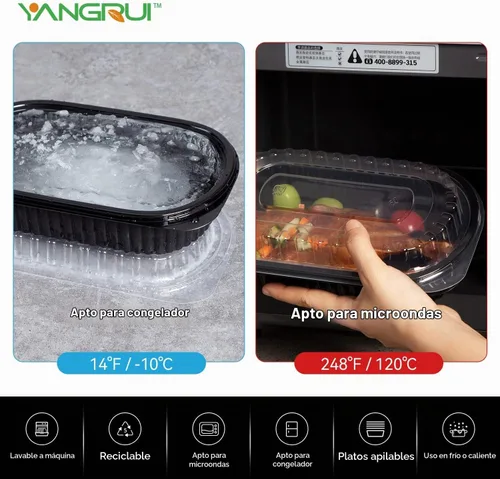 Vista 2 de YANGRUI Envases para llevar, paquete de 45 unidades con envoltorio retráctil de 26 oz, envases reutilizables para preparar comidas lavables a