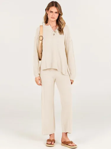 Vista 7 de ANRABESS Conjunto de 2 piezas para mujer, conjunto de suéter holgado holgado de punto de gran tamaño, conjunto de ropa de descanso a juego de moda