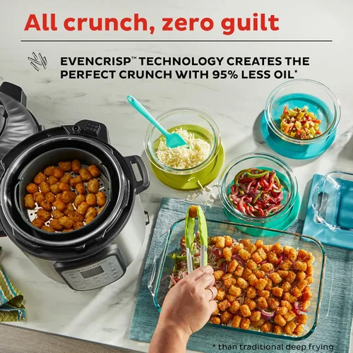 Vista 6 de Instant Pot Duo Crisp - Freidora de aire y olla a presión eléctrica combo 11 en 1 con tapas multicocina que fríe al aire, vaporiza, cocina lenta