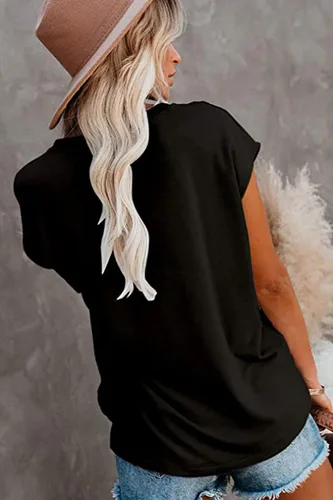 Vista 3 de CNFUFEN Camisetas de manga corta/larga para mujer, a la moda, casual, de verano, ligeras, sólidas, de moda