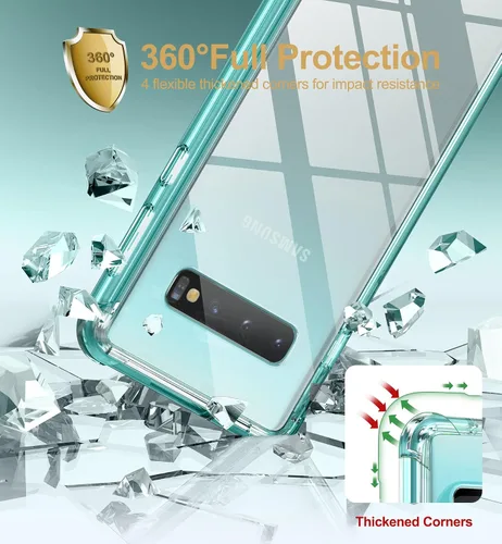 Vista 6 de SURITCH Funda transparente para Samsung Galaxy S10 Plus (solo 6.4 pulgadas), [protector de pantalla integrado] protección de cuerpo completo a Verde