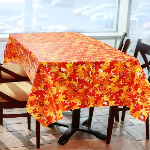 Vista 4 de Preboun Mantel de plástico de otoño de 3 piezas de 54 x 108 pulgadas, mantel desechable de Acción de Gracias, mantel rectangular impermeable