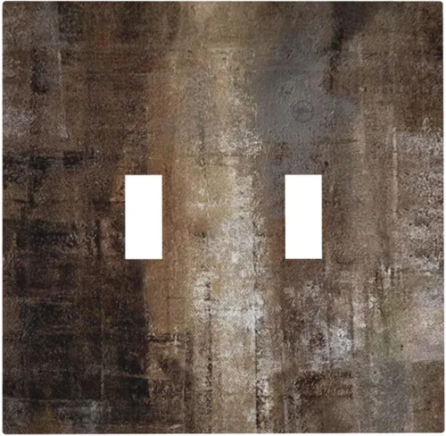 Vista 187 de Taupe Beige Marrón Gris Abstracto Arte 1-Banda Interruptor de Luz Doble de Recepción Placa de Pared Toma Cubiertas Eléctricas Decorativas Modernas