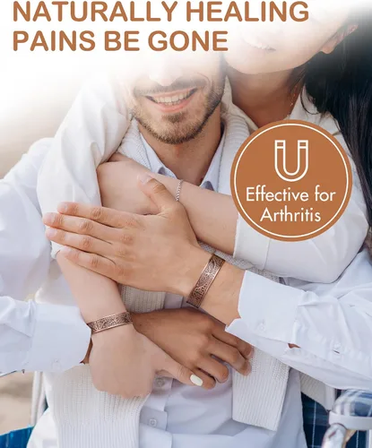 Vista 6 de Feraco Pulsera de Cobre Puro para Hombres y Mujeres, Brazalete Magnético de Ultra Resistencia para Hombres y Mujeres con Imanes de Neodimio de 3500