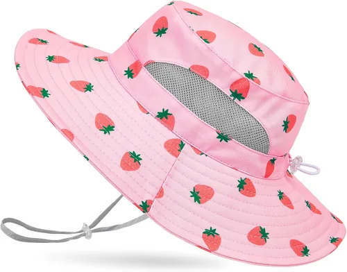 Vista 26 de Sombrero de sol para niñas de 2 a 8 años de malla con protección UV, sombrero de playa plegable para niñas de 2 a 8 años