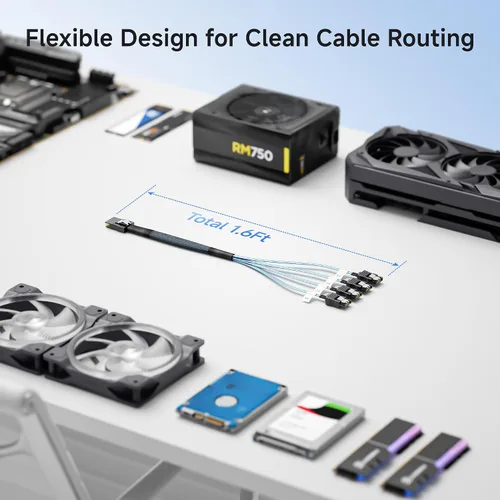 Vista 7 de Cable Matters Cable interno Mini SAS a SATA de 1.6 pies (SFF-8087 a SATA Forward Breakout)
