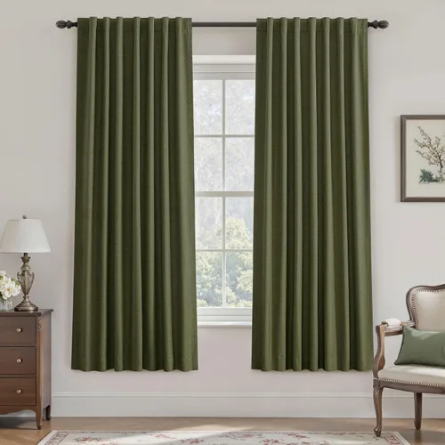 Vista 71 de UHITECH Cortinas opacas de 35 pulgadas de largo para sala de estar, 2 paneles, cortina opaca corta para cocina para ventanas pequeñas, cortinas