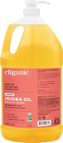 Vista 9 de Cliganic Aceite de jojoba orgánico de 16 onzas con bomba, 100% puro, a granel, aceite hidratante para cara, cabello, piel y uñas, prensado en frío