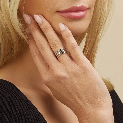 Vista 2 de Anillo de cóctel chapado de oro rosa, oro blanco y oro de Barzel