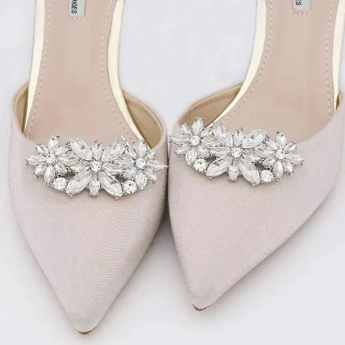 Vista 3 de 2 pares de clips decorativos para zapatos, joyería de cristal, accesorios de fiesta de boda