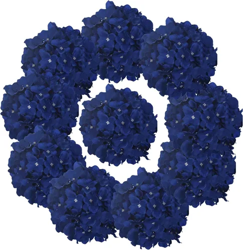 Vista 8 de 10 cabezas de hortensias de seda con tallos de flores artificiales para bodas, fiestas, decoración del hogar (negro)