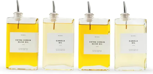 Vista 14 de Molimoli Dispensador de Aceite de Oliva para Cocina, Vertedor Automático, Dispensador de Botella de Vidrio Delgada para Cocina, Aceitera de Aceite