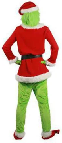 Vista 2 de Etokfoks Disfraz de Papá Noel de Navidad, 7 piezas de disfraz de monstruo verde para cosplay de adultos
