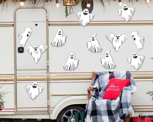 Vista 5 de AnyDesign Calcomanías magnéticas para decoración de garaje de Halloween, fantasma blanco, calcomanías para puerta de garaje, calcomanías