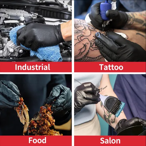 Vista 5 de Supmedic Nitrile+ Disposable Exam Gloves, 5Mil Chemical Resistant Powder-Free Food Safe Clean Medical Glove Black Blue 1000Ct
