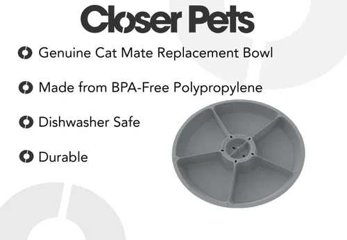 Vista 2 de Taza de repuesto Cat Mate - Taza de repuesto compatible con Cat Mate y Closer Pets C500, alimentador automático de 5 comidas para mascotas