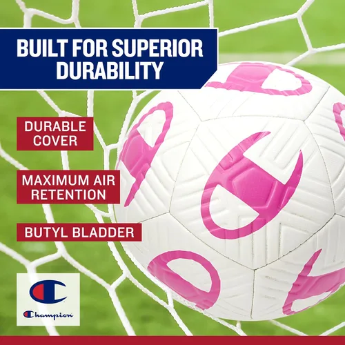 Vista 6 de Champion Playmaker Logo Deflated Soccer Ball with Pump, Size 5 Soccer Ball, Durable Panels for Kids, Youth & Adults, Indoor/Outdoor Training Ball