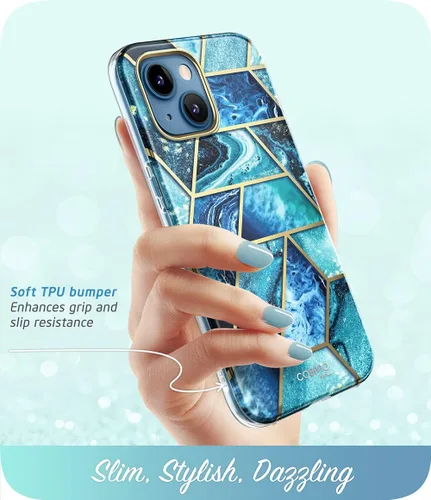 Vista 4 de i-Blason Cosmo Series - Funda protectora delgada de cuerpo completo para iPhone 13 de 6.1 pulgadas (versión 2021), color azul océano