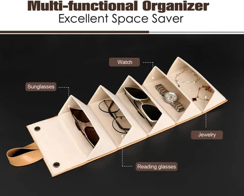 Vista 2 de MoKo - Organizador de gafas de sol con 5 ranuras, estuche de viaje para gafas de sol portátil, estuche de almacenamiento para mujeres y hombres