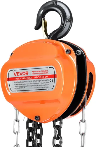 Vista 9 de VEVOR Polipasto de cadena manual, capacidad de 1/2 tonelada de 1100 libras, bloque de cadena manual con cadena galvanizada G80 mejorada, altura