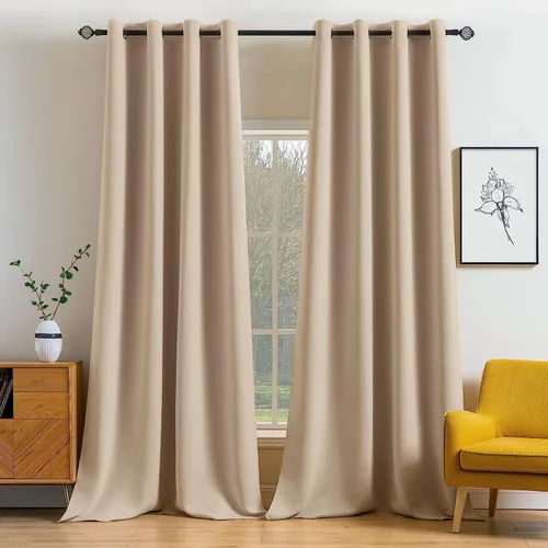 Vista 12 de MIULEE Cortinas opacas para dormitorio o sala de estar, juego de 2 paneles de cortina para ventana con aislamiento térmico y bloqueo de luz