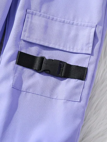 Vista 5 de WDIRARA Conjunto de 2 piezas para niña con camiseta de manga corta y pantalones cargo con bolsillo