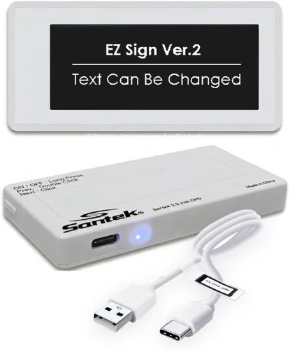 Vista 10 de Santek EZ - Letrero digital de papel electrónico de 2.9 pulgadas, recargable, inalámbrico, pantalla tricolor eink con mensajes personalizables
