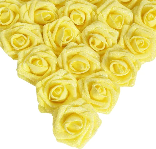 Vista 17 de IPOPU Rosas Negras con Purpurina, 50 PIEZAS Rosas Falsas con Purpurina Flores para Manualidades DIY Ramo de Boda Decoración de Casa y Fiesta (Negro)
