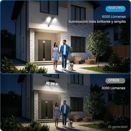 Vista 2 de ropelux Luces solares de inundación al aire libre, luces de sensor de movimiento al aire libre de 6000LM de alta luminosidad, IP65 impermeables y 5