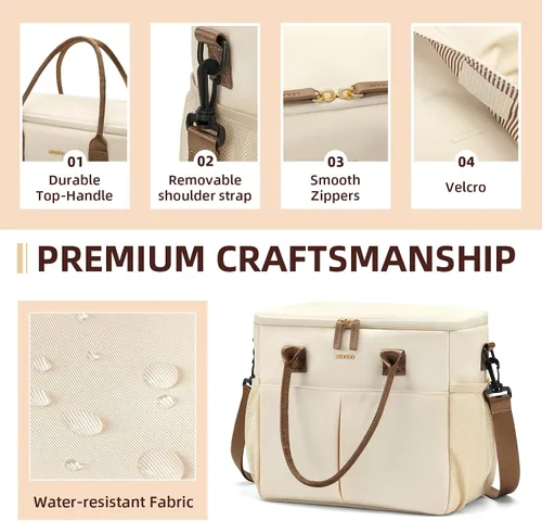 Vista 7 de MDODO Bolsas de almuerzo grandes aisladas para mujeres y hombres, lonchera para adultos con correa para el hombro para el trabajo, pícnics, salidas