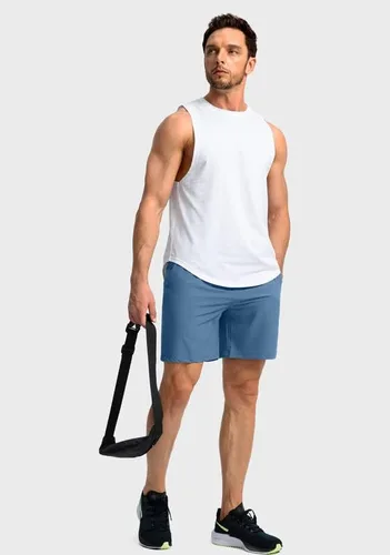 Vista 6 de Pudolla Men's Runing Athletic Shorts 7 Inch Lightweight Workout Shorts for Men Summer Gym Casual with Zipper Pocket